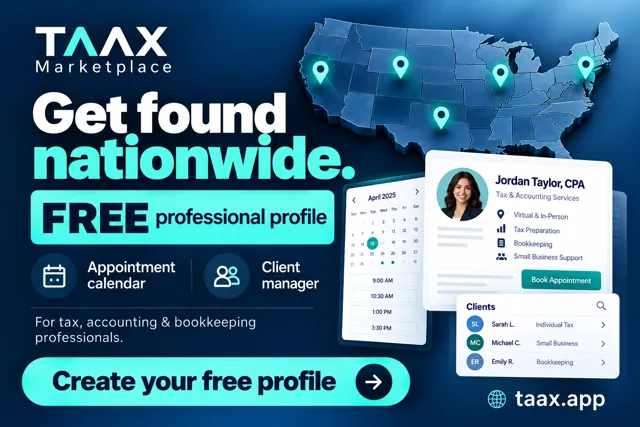 TAAX Marketplace nationwide professional profile promotional image
